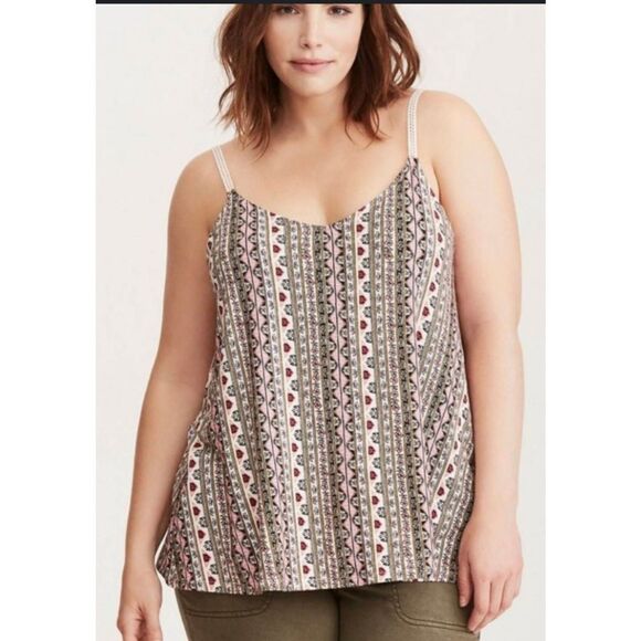 5/$25 Torrid Multipattern Crochet Trim Swing Camisole Tank Top Plus Size 3x - Picture 1 of 4